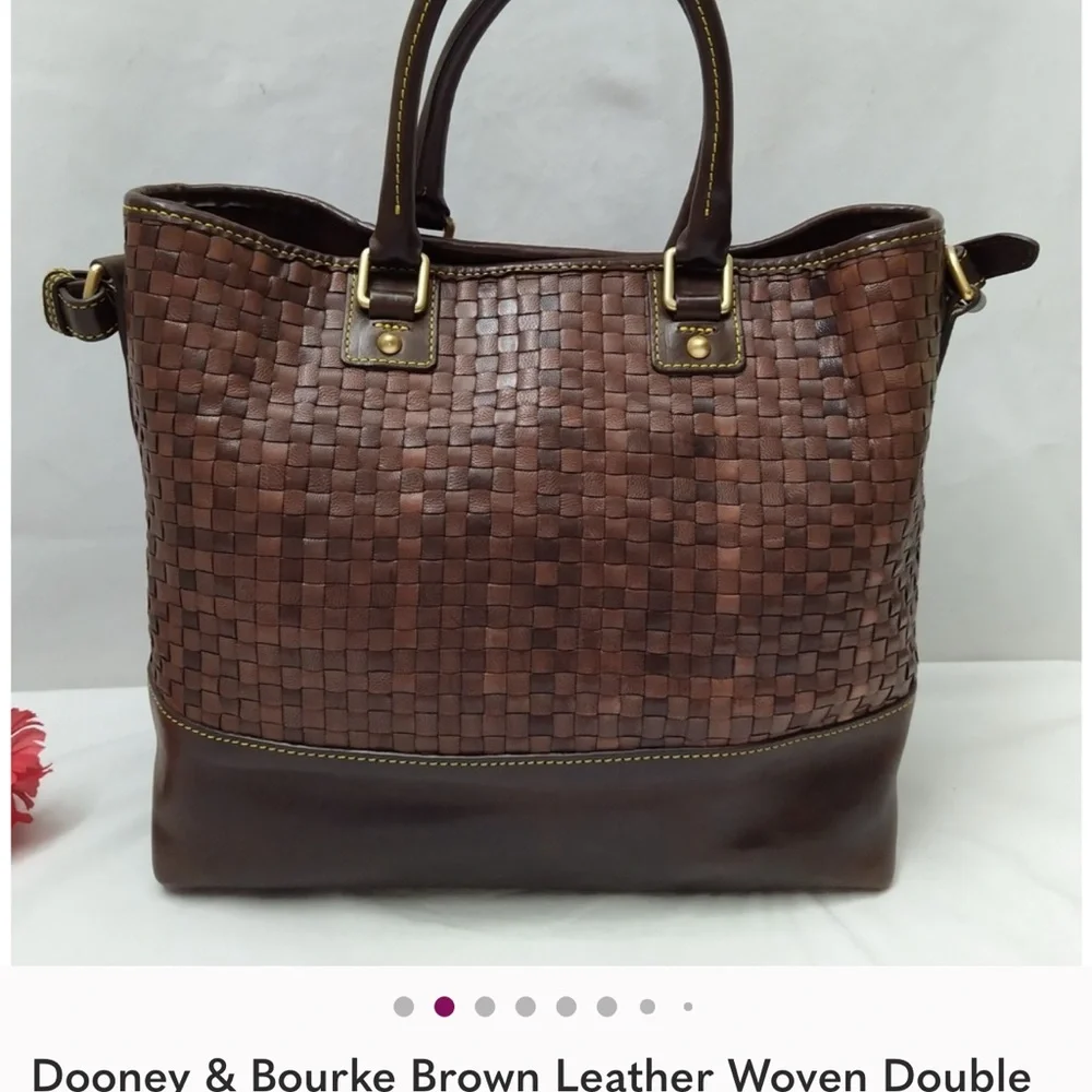 Dooney & Bourke Chocolate Tessuta Excellent Condition Woven Leather Tote - Picture 2 of 13